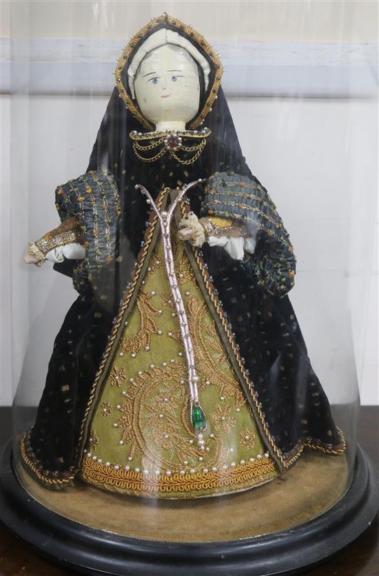 A doll under glass dome